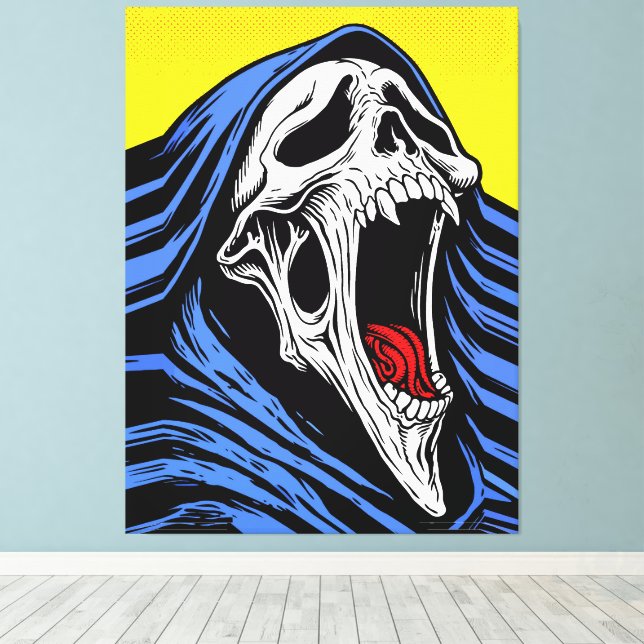 Screaming Hell Skull Pop Art Hooded Horror Canvastryck (Insitu (trägolv))
