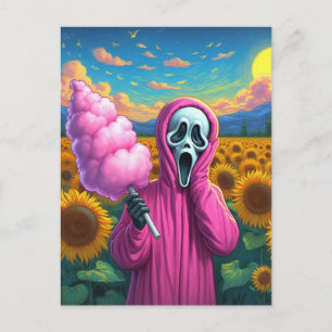 Screaming Holding Cotton Candy i Solros Fält Vykort