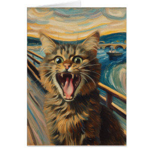 Screaming Kattunge Fine Art Parody Tillfällen Hälsningskort