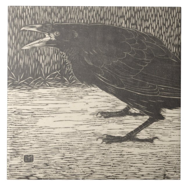 Screaming Kråka (av Jan Mankes) Kakelplatta (Framsidan)