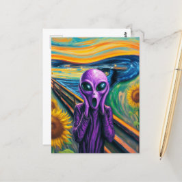 Screaming Lila Alien Fine Art Parody Vykort