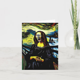 Screaming Mona Lisa Funny Parody Porträtt Kort
