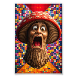 Screaming mushroom man graphic art print fototryck