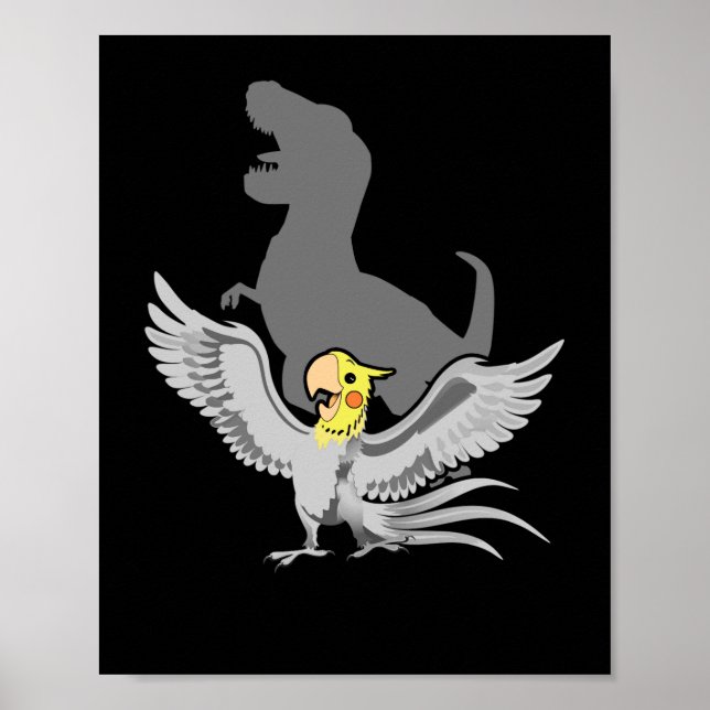 Screaming Parrot Birb Memes Funny T-Rex Cockatiel Poster (Framsidan)