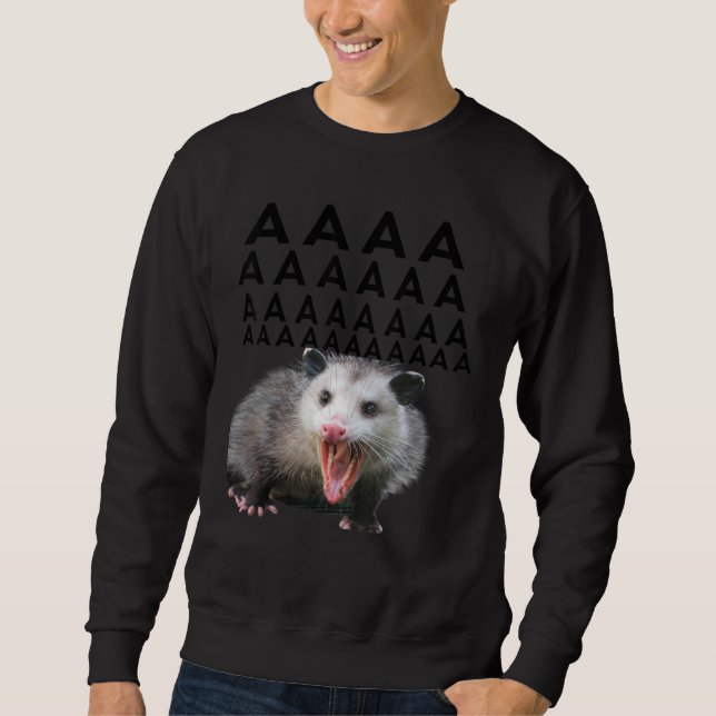 Screaming Possum Aaaa Cute Opossum Dank Meme Manar Lång Ärmad Tröja (Framsida)