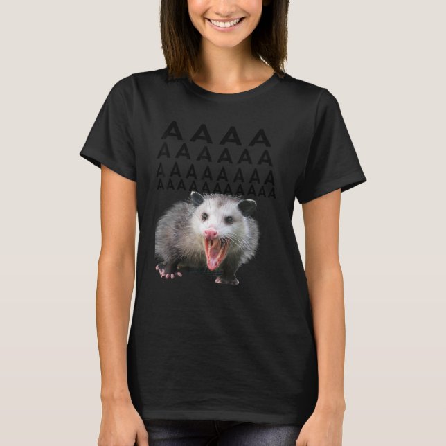 Screaming Possum Aaaa Cute Opossum Dank Meme Manar T Shirt (Framsida)
