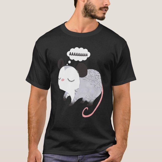 Screaming Possum Aaaa Cute Opossum Dank Meme Manar T Shirt (Framsida)