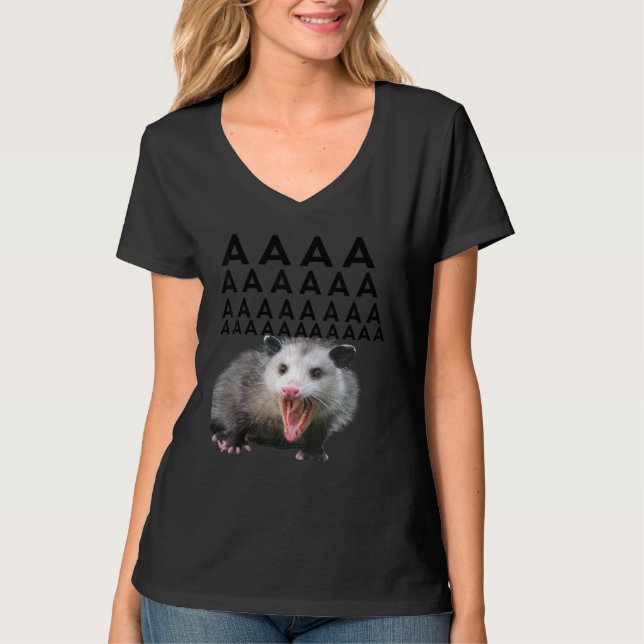 Screaming Possum Aaaa Cute Opossum Dank Meme Manar T Shirt (Framsida)