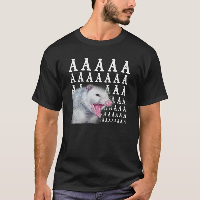 Screaming Possum Aaaa Cute Opossum-nr T Shirt (Framsida)