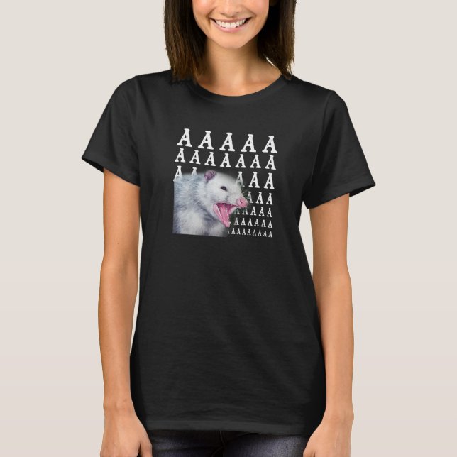 Screaming Possum Aaaa Cute Opossum-nr T Shirt (Framsida)