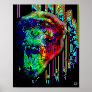 Screaming psychedelic chimp v1 poster