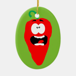 Screaming Red Hett Chili Pepper Julgransprydnad Keramik