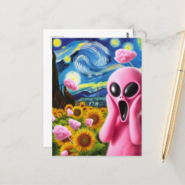 Screaming Rosa Alien Fine Art Parody Vykort