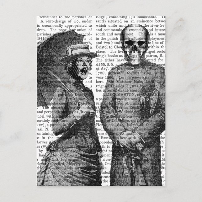 Screaming Woman och Skull Vykort (Framsida)