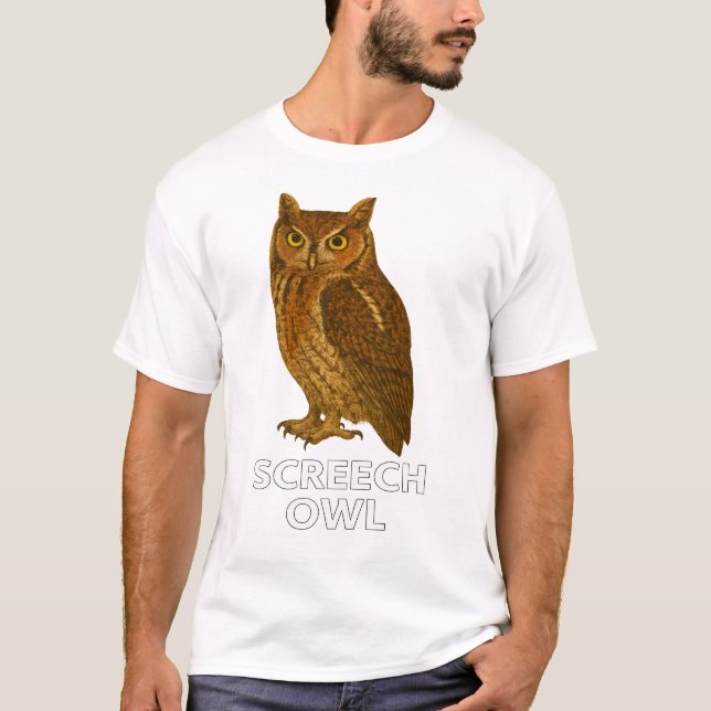 Screech Owl T-Shirt: Cute Bird of Prey Nature Tee (Framsida)