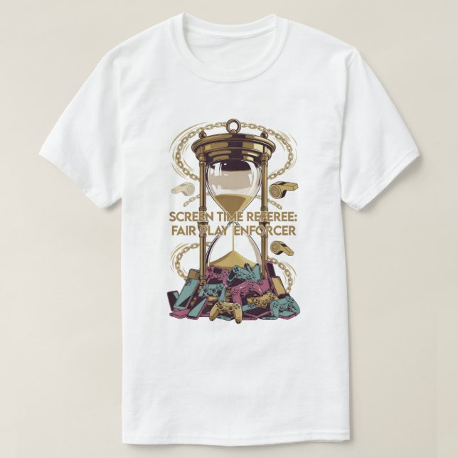 Screen Time Referee T Shirt, Fair Play Enforcer T Shirt (Design framsida)