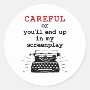 Screenwriter Försiktigt slut i min skärmdump Runt Klistermärke