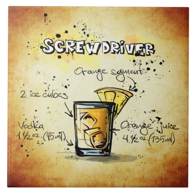 Screwdriver Cocktail Recipe Guld Pub Kakelplatta (Framsidan)