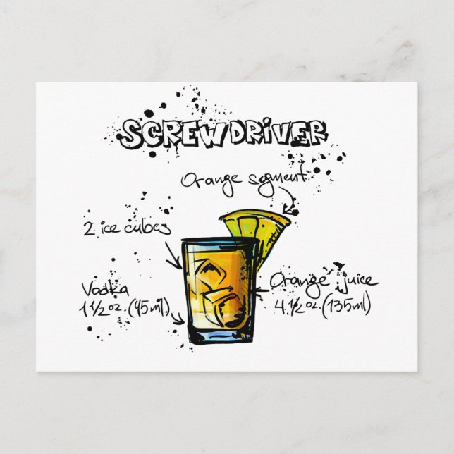 Screwdriver Cocktail Recipe Vykort (Framsida)
