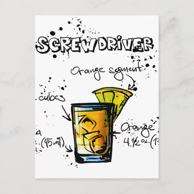Screwdriver Cocktail Recipe Vykort (Framsida)