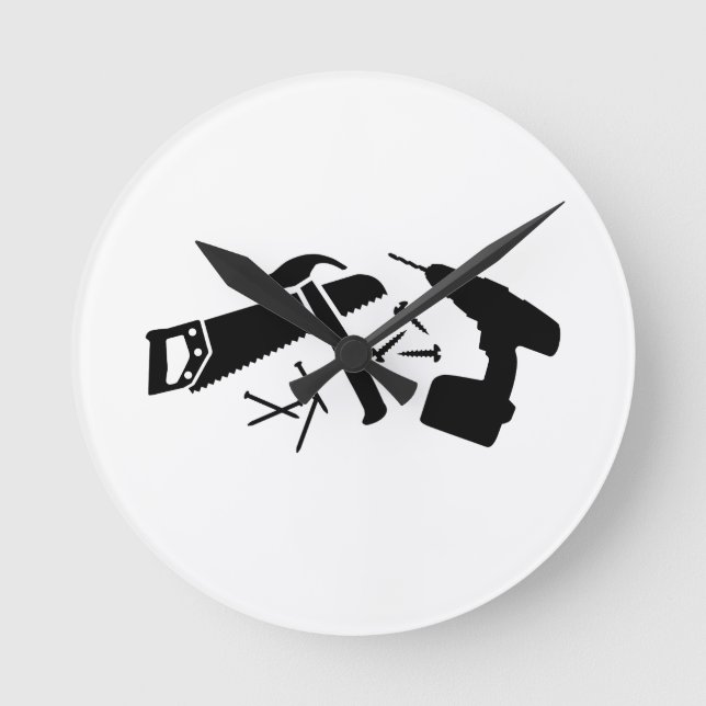 Screwdriver hammare nagel såg rund klocka (Framsida)