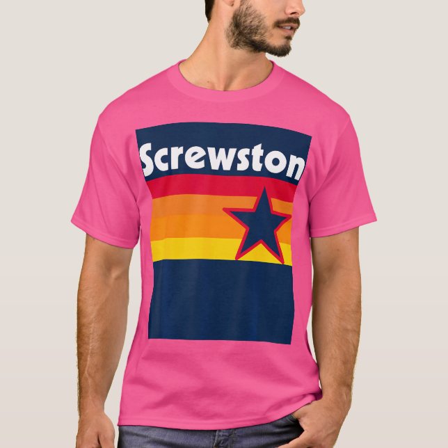 Screwston Texas H-Town Houston Blue T Shirt (Framsida)
