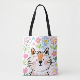 Scribble Cat Toteväska Tygkasse