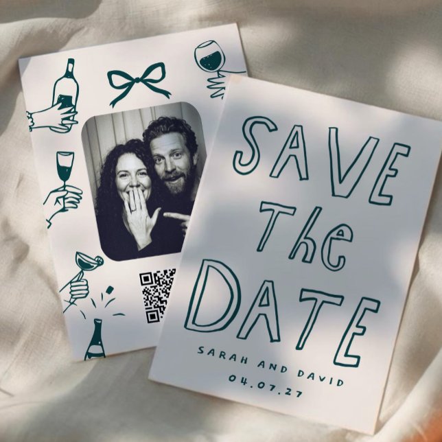 Scribble Funny Doodle Save the date Inbjudningar (Skapare uppladdad)