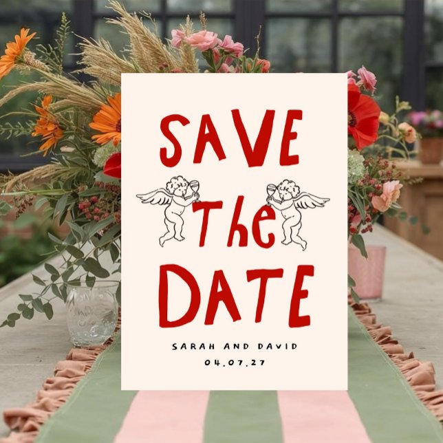 Scribble Funny Doodle Save the date Invitation Inbjudningar (Skapare uppladdad)
