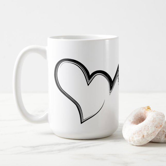 Scribble Heart Kärlek Kaffemugg (Med munk)