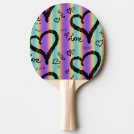 Scribble Kärlek Heart Xoxo Rand Ping Pong Paddle Pingisracket