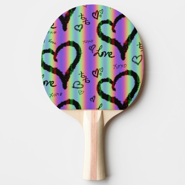 Scribble Kärlek Heart Xoxo Rand Ping Pong Paddle Pingisracket (Framsidan)