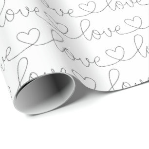 Scribble Kärlek Svartvit Presentpapper