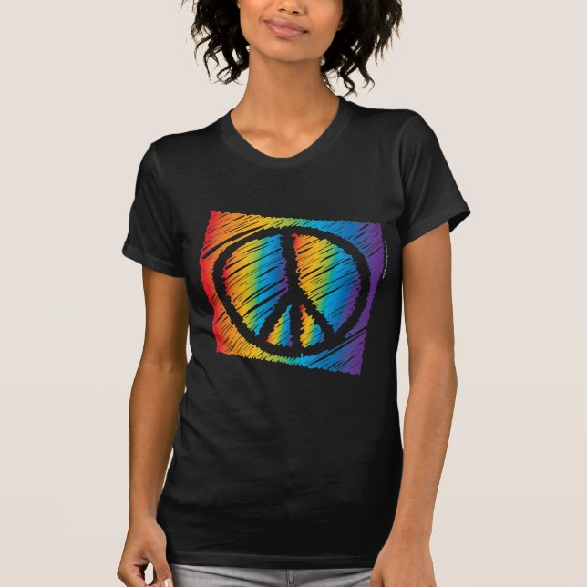 Scribble Peace Mörk Shirt T (Framsida)