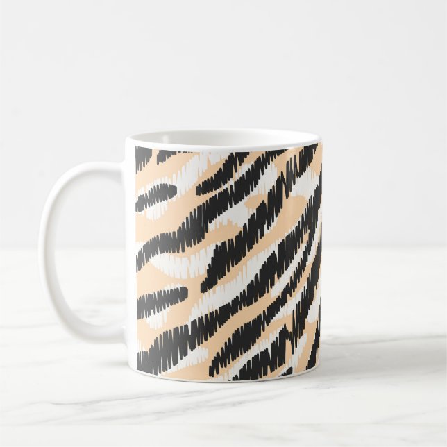Scribble Zebra Leopard: Vintage Päls Kaffemugg (Vänster)