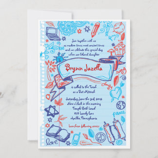 SCRIBBLES om Bat mitzvah inbjudan till NOTEPAPER F