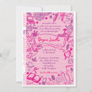 SCRIBBLES om Bat mitzvah inbjudan till NOTEPAPER F