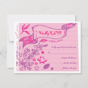 SCRIBBLES på Bat mitzvah svarskort NOTEPAPER Fladd OSA Kort
