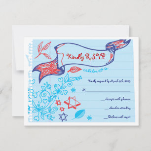 SCRIBBLES på Bat mitzvah svarskort NOTEPAPER Fladd OSA Kort