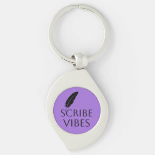 Scribe Vibes Lila Författare Poeter Swirl Silverfärgad Nyckelring