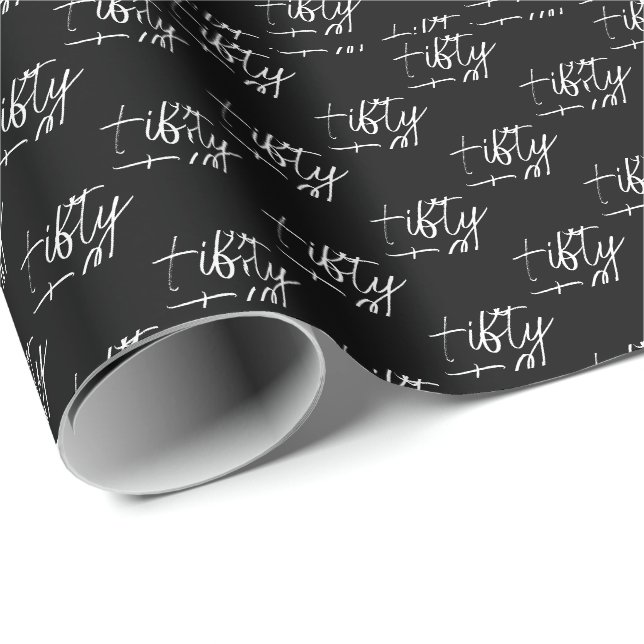 Script 50-årsdag Svart Presentpapper (Rullad Hörn)