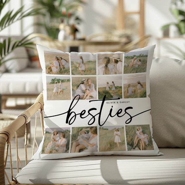 Script Besties Photo Collage Personalized Kudde (Skapare uppladdad)