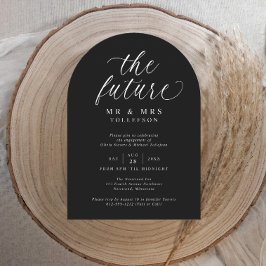 Script Black and White Elegant Engagement Party Inbjudningar