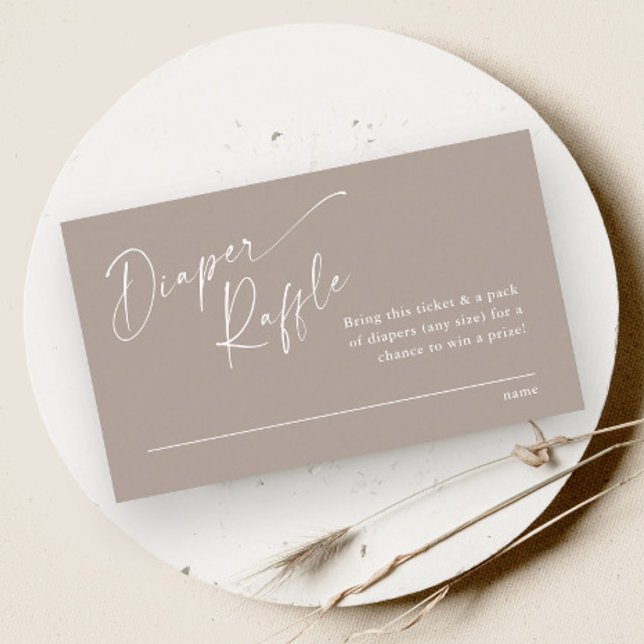 Script Blöja Lotteri Neutralt Bebis Shower Tilläggskort (Modern script gender neutral boho baby shower diaper raffle enclosure card.)