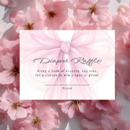 Script Blush Bow Diaper Raffle Insert Tilläggskort