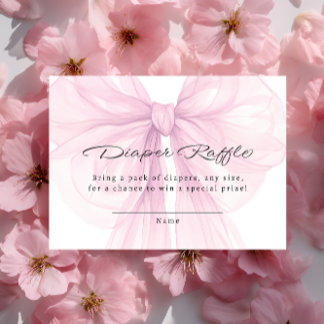 Script Blush Bow Diaper Raffle Insert Tilläggskort