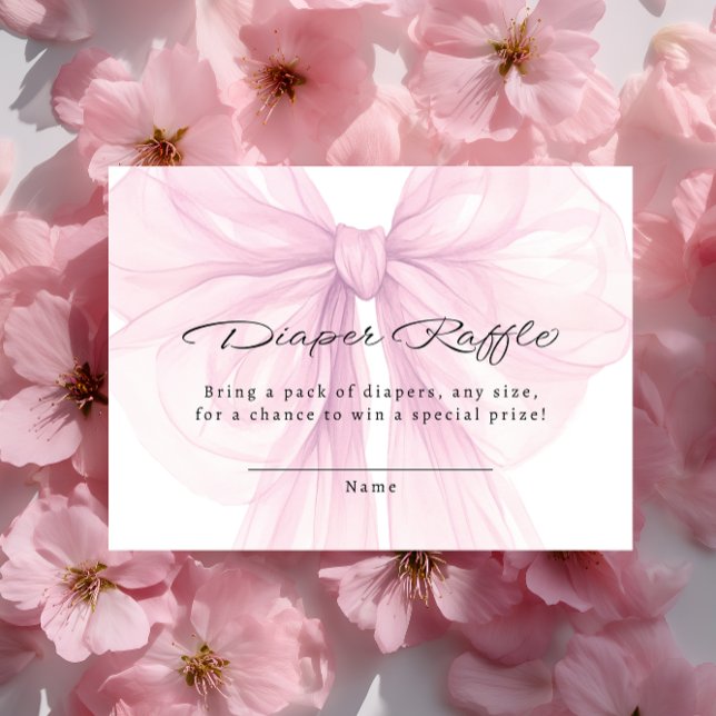 Script Blush Bow Diaper Raffle Insert Tilläggskort (Skapare uppladdad)