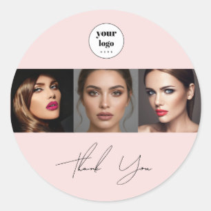 Script Blush Rosa Logotyp Foto Smink Tack Runt Klistermärke