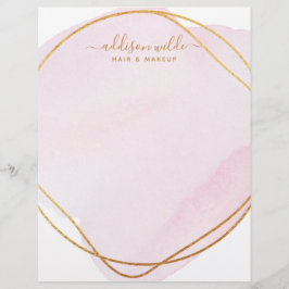 Script Blush Rosa Vattenfärg Guld Cirkel Företag Brevhuvud