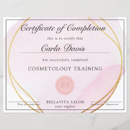 Script Blush Rosa Vattenfärg Guld Cirkel Utmärkels